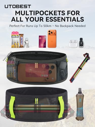 UTOBEST Running Belt for Men & Women, No Bounce Running Waist Pack, B7 Pro - color: Grey, size: XS(27.5-29.1")