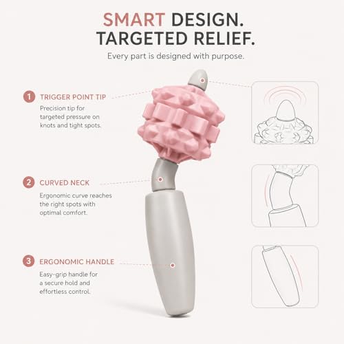 Handheld Massage Tool for Trigger Point Relief, Portable Muscle Roller for Deep Tissue Relaxation, Compact One-Hand Recovery Tool for Neck, Legs, Arms & Back