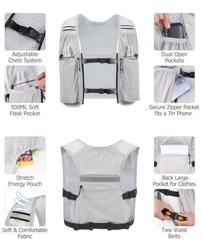NOOLA Running Vest for Women Men Lightweight with Dual 500ML Soft Flasks