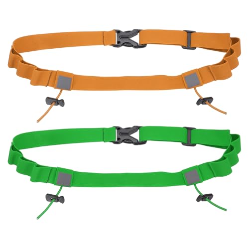 Bib Belt Race Belt Triathlon Number Holder 2Pcs Green/Orange - color: Green/Orange