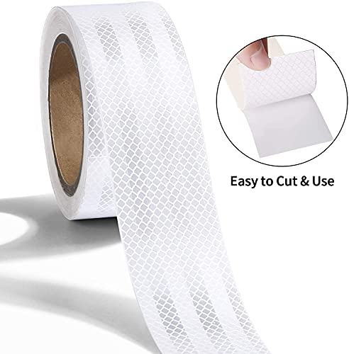Reflective Tape, Waterproof Self Adhesive Dot Safety Reflector - color: White, size: 4 Inch x 32.8 Feet
