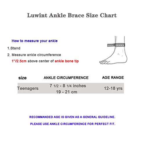 Luwint Ankle Brace for Kids 12-14 & Teenager - Foot Sleeve Support with Adjustable Wrap & Gel Stabilizer for Sprain Tendonitis and Basketball Sports (1 Piece)
