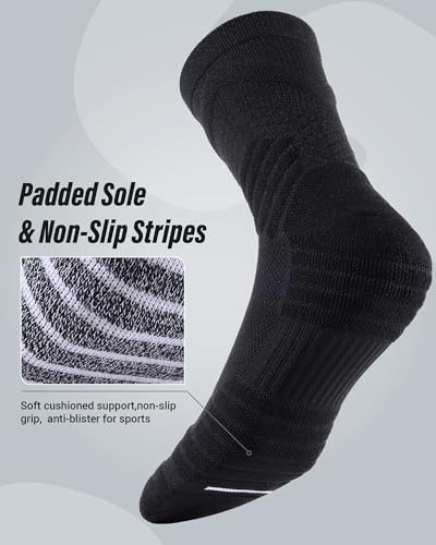 Compression Crew Athletic Socks, 3 Pairs, Performance Socks - color: Black, size: Medium