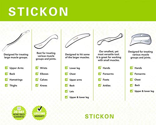 STICKON Stainless Steel Gua Sha Scraping Massage Tool Set IASTM Tools Great Soft Tissue Mobilization Tool (P Shape) - style: P Shape