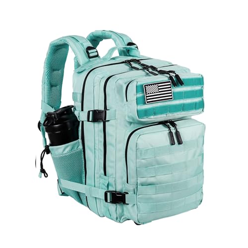LHI Tactical Military Backpack for Men and Women 25L/35L Army Assault Pack Bag Small Rucksack with Bottle Holder - color: 35l-peppermint, size: Medium