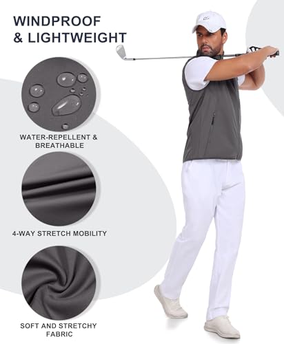 Little Donkey Andy Men's Softshell Vest Lightweight Windproof Waterproof - color: Basic Gray, size: Large
