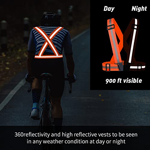 2 pcs Reflective Vest, Adjustable High Visibility Reflective Safety Straps Gear for Run, Cycling,Pet Walking - color: Orange