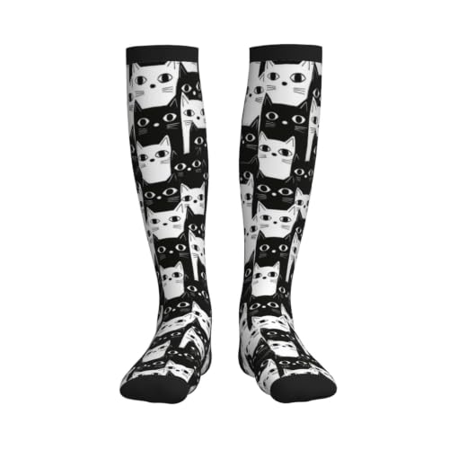 Tie Dye Compression Socks Knee High Support Socks For Women Men Running Athletic Hiking - color: Cat
