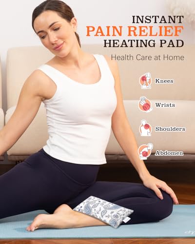 Small Heating Pad, Heating Pad Microwavable for Neck and Shoulder, Cramps, Back Pain Relief, Moist Heat Pad for Muscles and Joints, Self-Care Gifts for Women - color: White