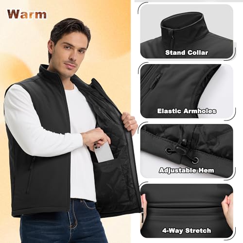 Outdoor Ventures Men's Golf Vest Outerwear Quilted Casual Lightweight - color: Black, size: Medium