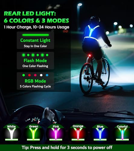 Running Lights for Runners,90°Adjustable LED Reflective Vest Running Gear,Rechargeable Chest Light Up Running Vest Night Walking Safety Gear for Night Walking/Cycling/Jogging - color: Green