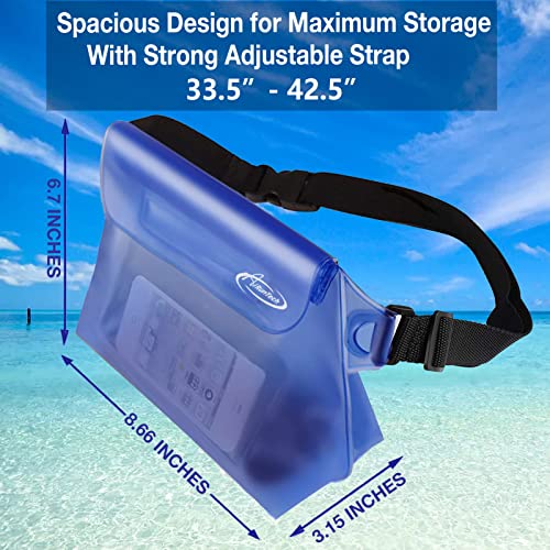 AiRunTech Waterproof Fanny Pack, Beach Cruise Vacation Essentials, Waterproof Pouch Protect Phone Passport Valuables Dry Safety, Paddle Board Kayaking Boating Swimming Accessories-2 Pack（Blue + Pink） - color: Blue+Pink