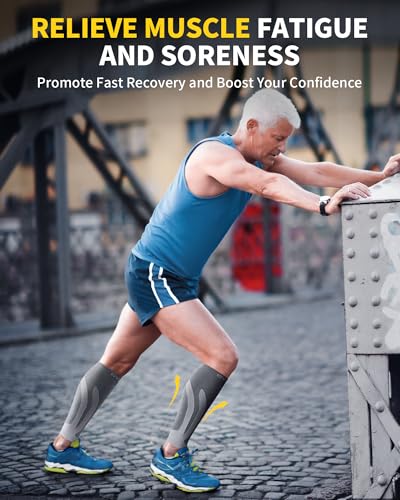 CAMBIVO Calf Compression Sleeve 3 Pairs Footless Compression Socks Running - color: Charcoal Gray, size: XX-Large