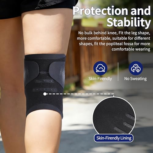 Knee Brace for Men and Women, Dual X-Straps and 4 Side Stabilizers - color: Black, size: X-Large
