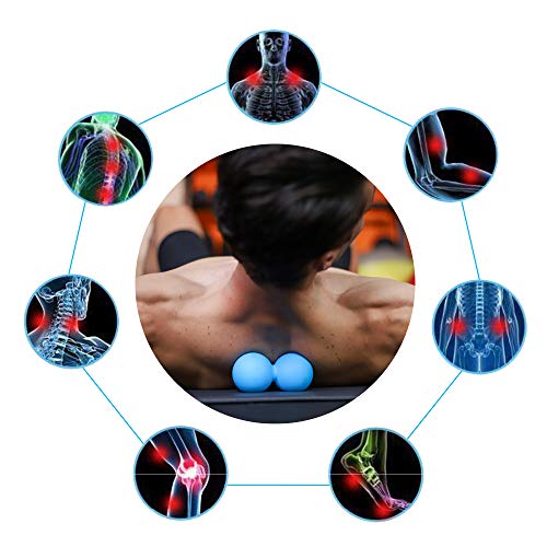 5BILLION FITNESS Peanut Massage Ball - Double Lacrosse Massage Ball & Mobility Ball for Physical Therapy - Deep Tissue Massage Tool for Myofascial Release, Muscle Relaxer, Acupoint Massage - color: Blue-hard