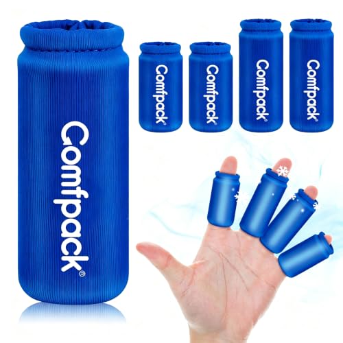 Comfpack 4PCS Finger Sleeves Gel Ice Pack for Pain Relief, Hot Cold Therapy - color: Blue