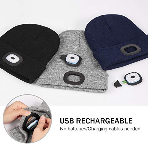 LED Beanie with The Light, Unisex Gifts for Men Dad Husband Him - color: Orange