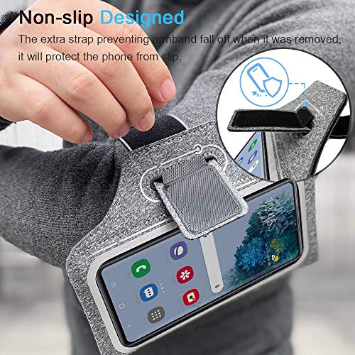 Armband for Samsung Galaxy S26 S25 S24 S23 S22 Ultra/Plus/FE, Gym Running Workouts Arm Band with Earbuds Holder (Grey) - color: Grey