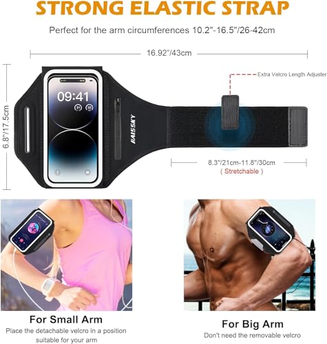 Running Armband 3D Design Sweat Resistant Running Phone Holder Up to 6.9" - color: Phone Armband,6.9"