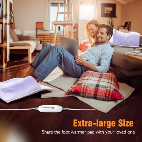 Foot Warmer Electric, Extra Large Heat Therapy Wrap, Ultra Soft Flannel Heating Pad for Feet, Abdomen, Cramp, Office, Under Desk, Home Use, Auto Off, 22" x 20" - Light Purple - color: Light Purple