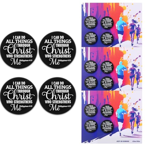 Suncalla 12pcs Race Bib Clips, Runner Race - color: Black, style: Bible Verse