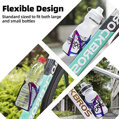 ROCKBROS Bike Water Bottle Holder Ultralight Bottle Cages with Screws Tool - color: Purple-Blue, size: Standard