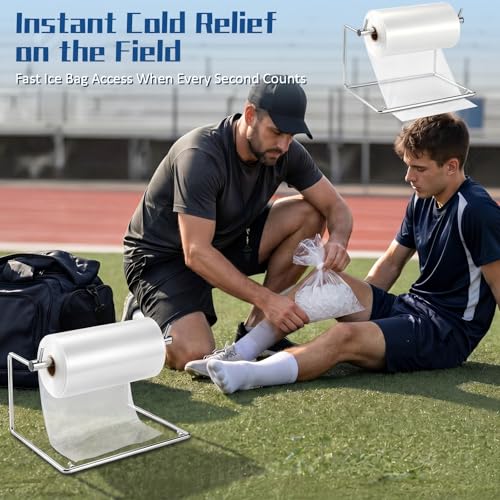Fulmoon Ice Bag Bulk with Metal Dispenser, 2 Pack-Total 1000 Pcs 9.5" x 18" Ice Bag for Injuries with Durable Metal Rack, Tear-Resistant & Leak-Proof, Quick Cooling Solution for Sports, Home & Gym
