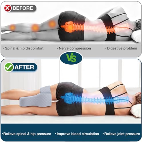 Ciavca Knee Pillow for Side Sleepers Hip Pain Relief with Adjustable Strap