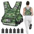 APEXUP Adjustable Weighted Vest, 4-10lb/12-18lb/20-32lb Vest with 6 Ironsand Weights and Large Pocket, Weight Vest for Men Women Strength Training, Running, Walking - color: Green Digi Camo, size: 12-18lbs