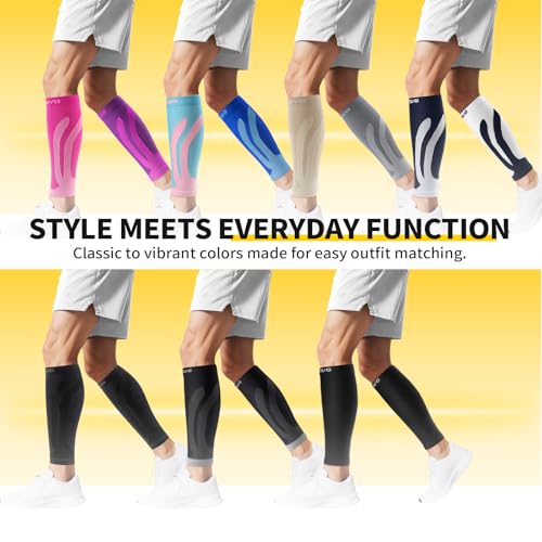 CAMBIVO Calf Compression Sleeve 3 Pairs Footless Compression Socks Running - color: Black, size: Large-X-Large