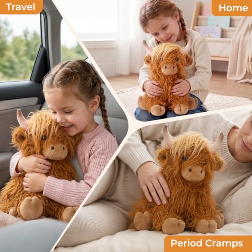 Microwavable Highland Cow Stuffed Animals, Heatable & Coolable Plush Toys - style: A-Brown Highland cow