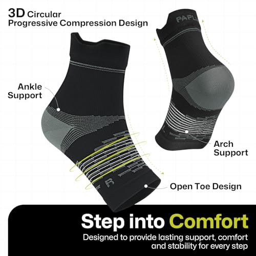 3 Pairs Plantar Fasciitis Socks Ankle Compression Sleeve with Arch Support - color: 1 Black+1 White+1 Gray（3 pairs）, size: Medium
