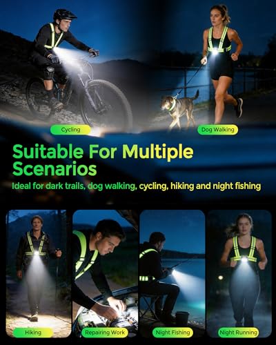 Running Lights for Runners, 500LM Rechargeable Chest Light with Hand-Wave Sensor, Hands-Free Night Running Light, IPX4 Waterproof, 45° Adjustable Beam for Jogging, Walking, Dog Walking