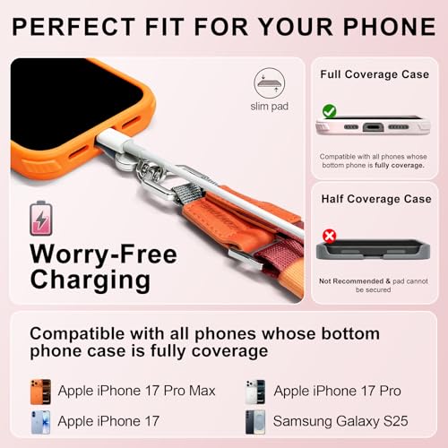 Phone Lanyard Crossbody, Adjustable Ergonomic Shoulder Phone Strap - color: Red