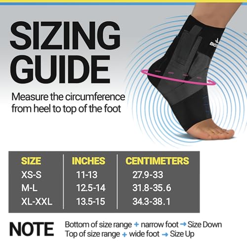 BioSkin No-Lace Ankle Brace for Sprained Ankle & Pickleball APX, XLarge - size: Medium