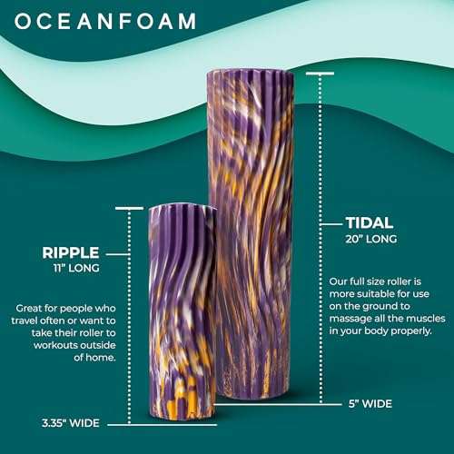 Oceanfoam Tidal Foam Roller for Exercise (Purple, Gold & Natural Marbled)