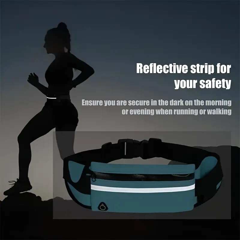 Running Belt Waist Pack for Runner Marathon Jogging Cycling Fitness Elastic Belt with Zipper Closure Secure Phone Holder for Men Women Jogger Slim Waistband （Blue） - color: Blue