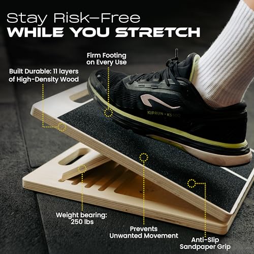 Wooden Slant Board for Calf Stretching - 4 Angle Incline Calf Stretch Board