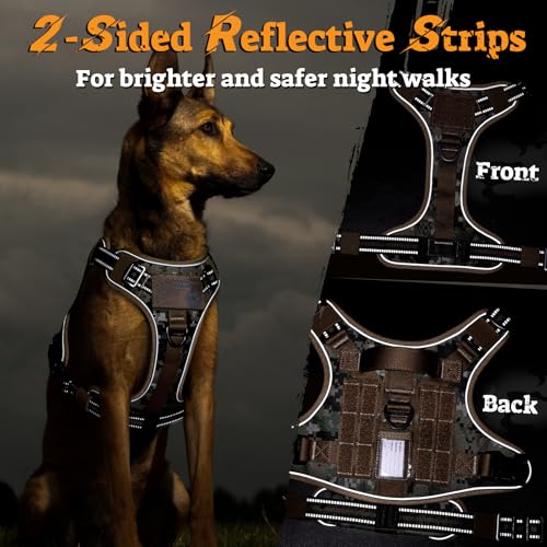 rabbitgoo Tactical Dog Harness for Small Dogs, No Pull Service Pet Vest - color: Brown Camo, size: S(Chest:16.1"-31.5",Neck:15.4"-21.6",Back:7.1")