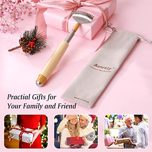 Telescoping Back Scratcher for Women Men with Massage Roller - color: Natural Wood-01