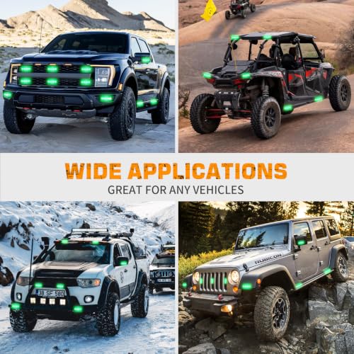 XRIDONSEN 8PCS Sync Truck Grill Lights 32 LED Green Strobe Lights - color: Green