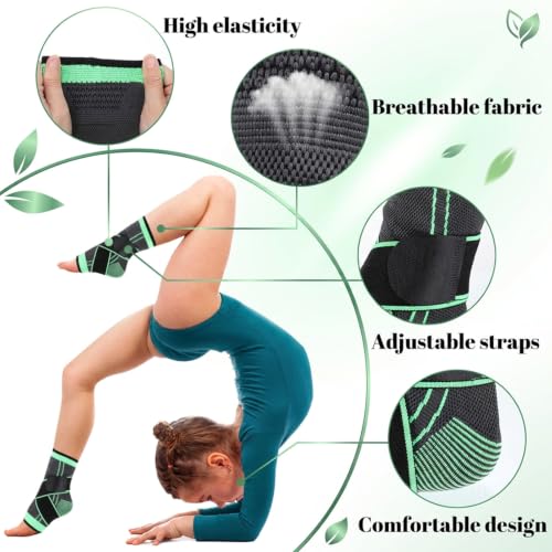 2Pcs Ankle Brace for Kids, Adjustable Ankle Support with Arch Support - size: Large