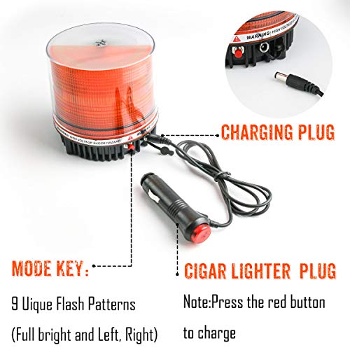 Amber Wireless Rotating Beacon Amber Battery Led Strobe Warning Light - color: Amber