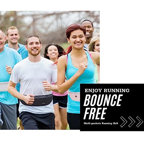 USHAKE Slim Running Belt, Bounce Free Fanny Pack Phone Holder - color: Dark Blue