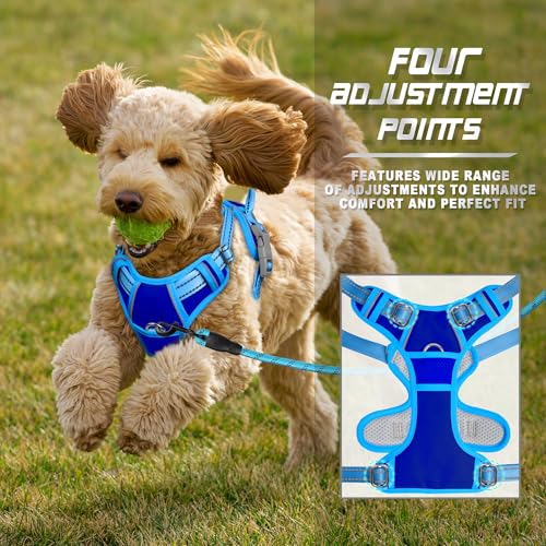 BARKBAY Dog Harness No Pull for Small Sized Dog Front Back Clips,Dog Vest - color: Sapphire Blue & Blue, size: X-Small(Chest:15.5-19.5”)