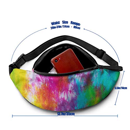 Dujiea Fanny Pack, Rainbow Washed Tie Dye Waist Bag with Headphone Hole Belt Bag Adjustable Sling Pocket Fashion Hip Bum Bag for Women Men Kids Outdoors Casual Travelling Hiking Cycling - color: Rainbow Washed Tie Dye
