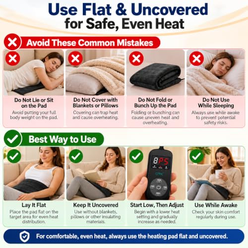 UTK Far Infrared Heating Pad for Back Pain and Period Cramps, 30s Fast Heat