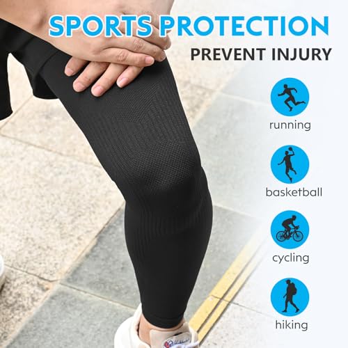 KEKING Full Leg Compression Sleeves, 20-30mmHg Graduated, Unisex, Running - color: All Black, size: Large