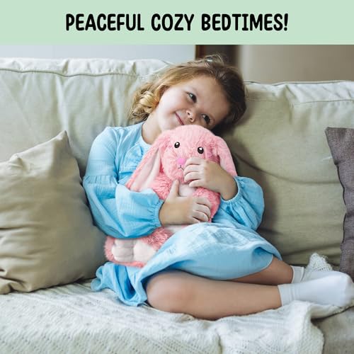 Bunny Microwavable Stuffed Animal – 1.5 lb Unscented Heating Pad Plush, Soft Cozy Bunny Toy for Relaxation and Comfort, Gift for Women, Girls, Adults & Kids by Happy Fuel, Pink - color: Pink Bunny