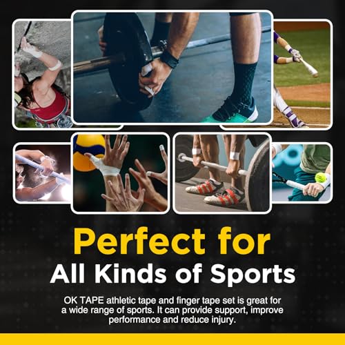 OK TAPE Athletic Tape Finger Tape, 3 Rolls 1.5" x 15yds and 1 Roll 0.5in x 15yds - color: White, size: 1.5" x 15yards-3rolls and 0.5in x 15yards-1rolls